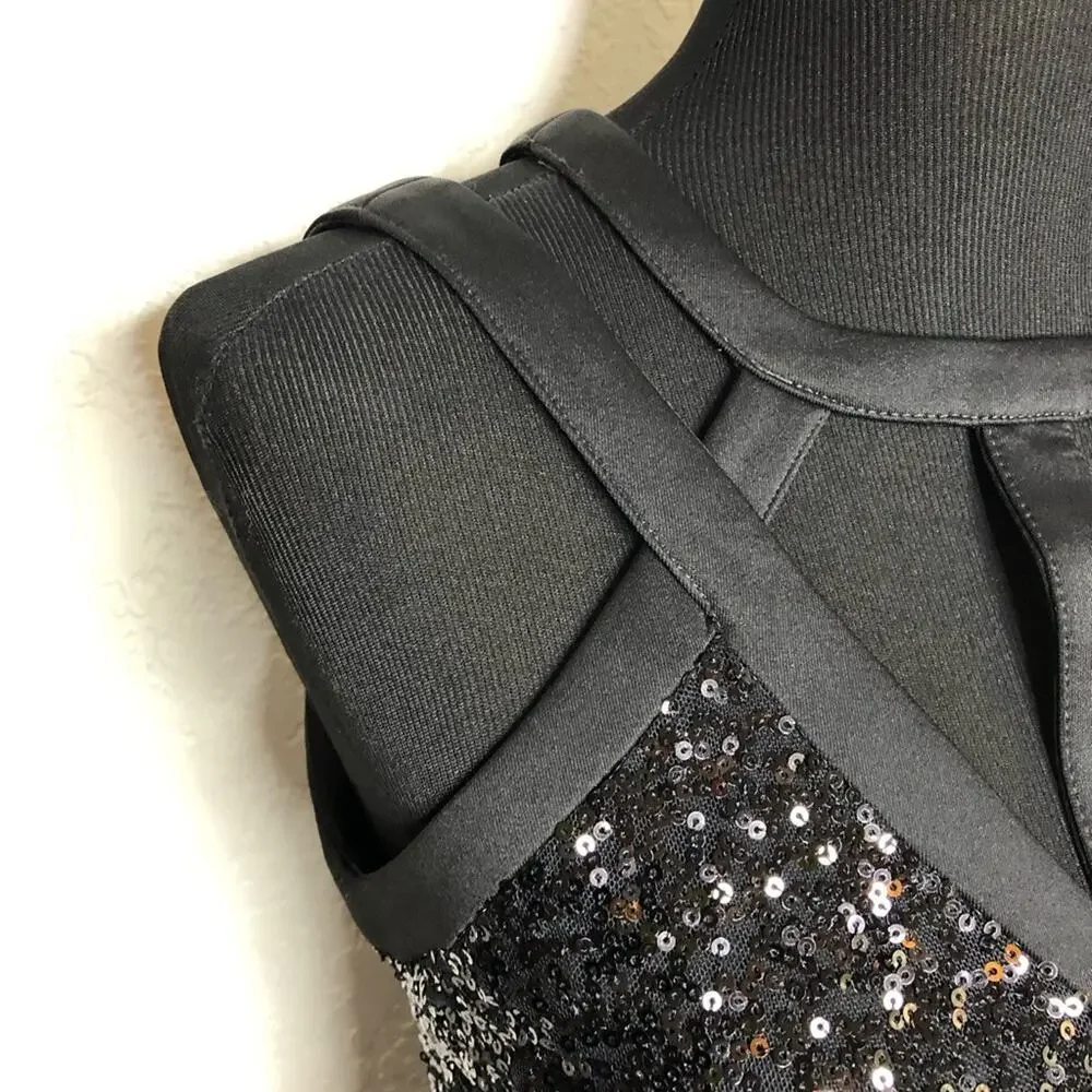 Guess black cutout sequin sleeveless sheath mini dress size 4 NWT